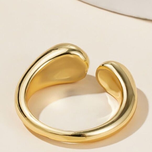 14k gold plated ring. Adjustable, luxury brand. Great alone or stacked - Picture 3 of 9